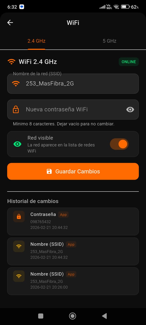 Gestión WiFi 2.4GHz y 5GHz